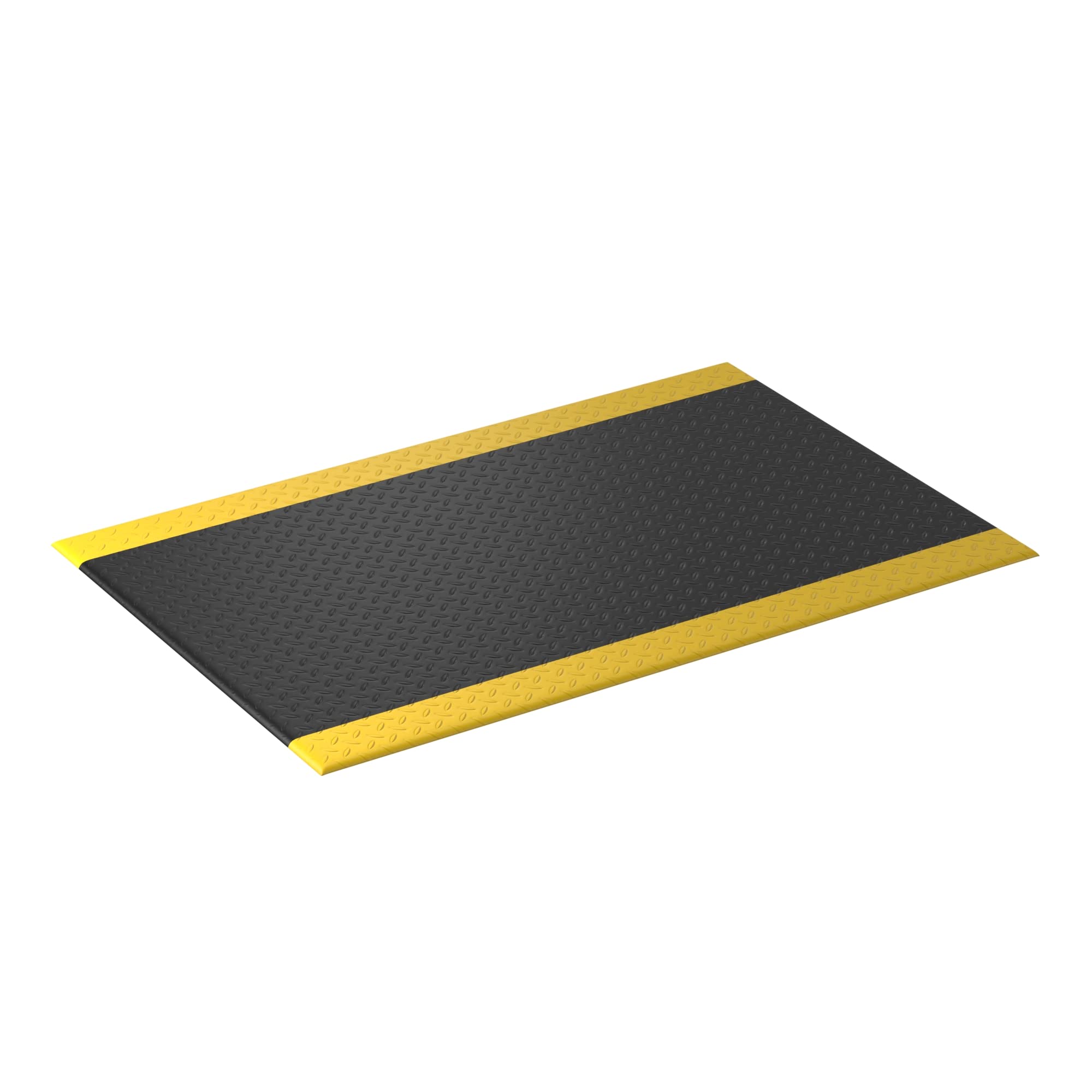 Diamond Deluxe 3' x 12' Black Anti-Fatigue Mat with Yellow Borders