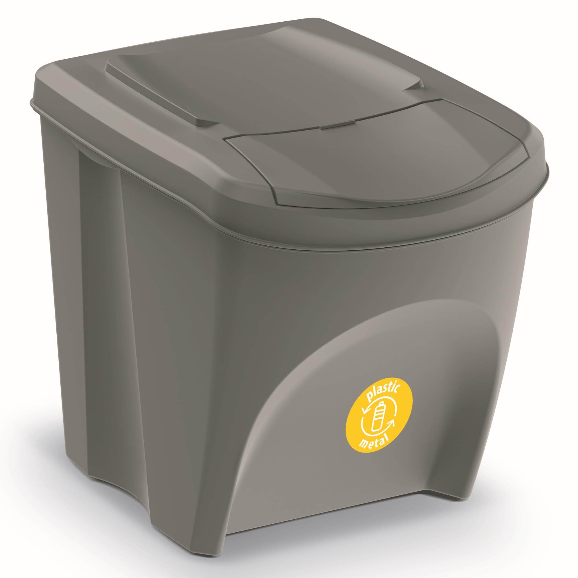 botle Mülleimer- 4er Set 120 L Mülltrennungssystem - Set aus 2x35 L + 2x25 L Abfalleimern in Grau zum Stapeln Kompakt modulare und Licht Einfache Sortierung des Hausmülls Kunststoff