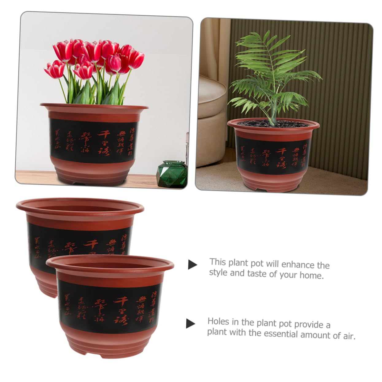 2pièces Pots De Fleurs Plastique pour Orchidées Contenants De Jardin Modernes avec Drainage Optimal pour Décoration Intérieure Et Extérieure