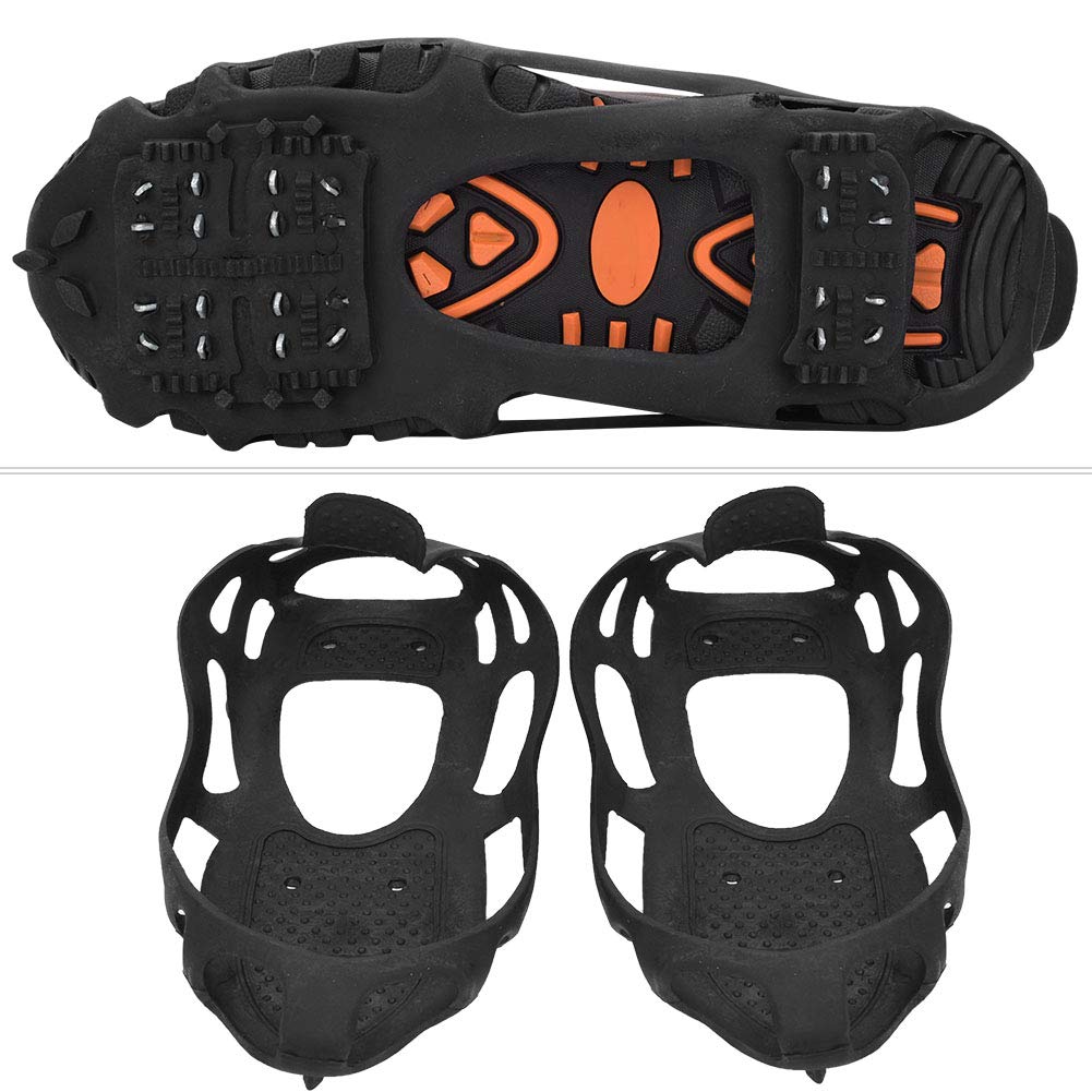 Yuecoom TPE 24 Ice Cleat Shoe Grips Spikes, Crampons, Anti Slip Spikes, Shoe Grip Spike for Snow Ground Hiking Climbing, Sturdy, Good Elasticity