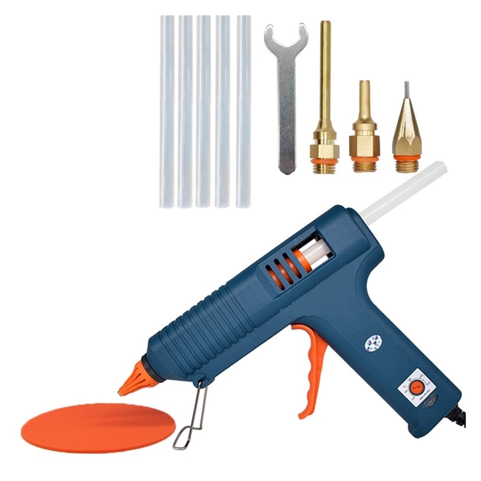 Yfdgd Set E 150W Hot Melt Glue Gun Adjustable Temperature Nozzle 11Mm Sticks Professional Indusrial Adhesive Quick Reliable Flow Bonding(Set E)