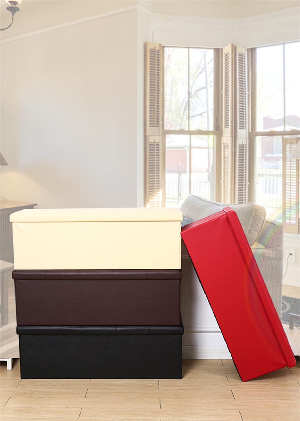Pouf con Contenitore Portaoggetti, Cassapanca Pieghevole, Sgabello Poggiapiedi, Sgabello Imbottito, 110X38x38 - Disponibile in Diversi Colori,D