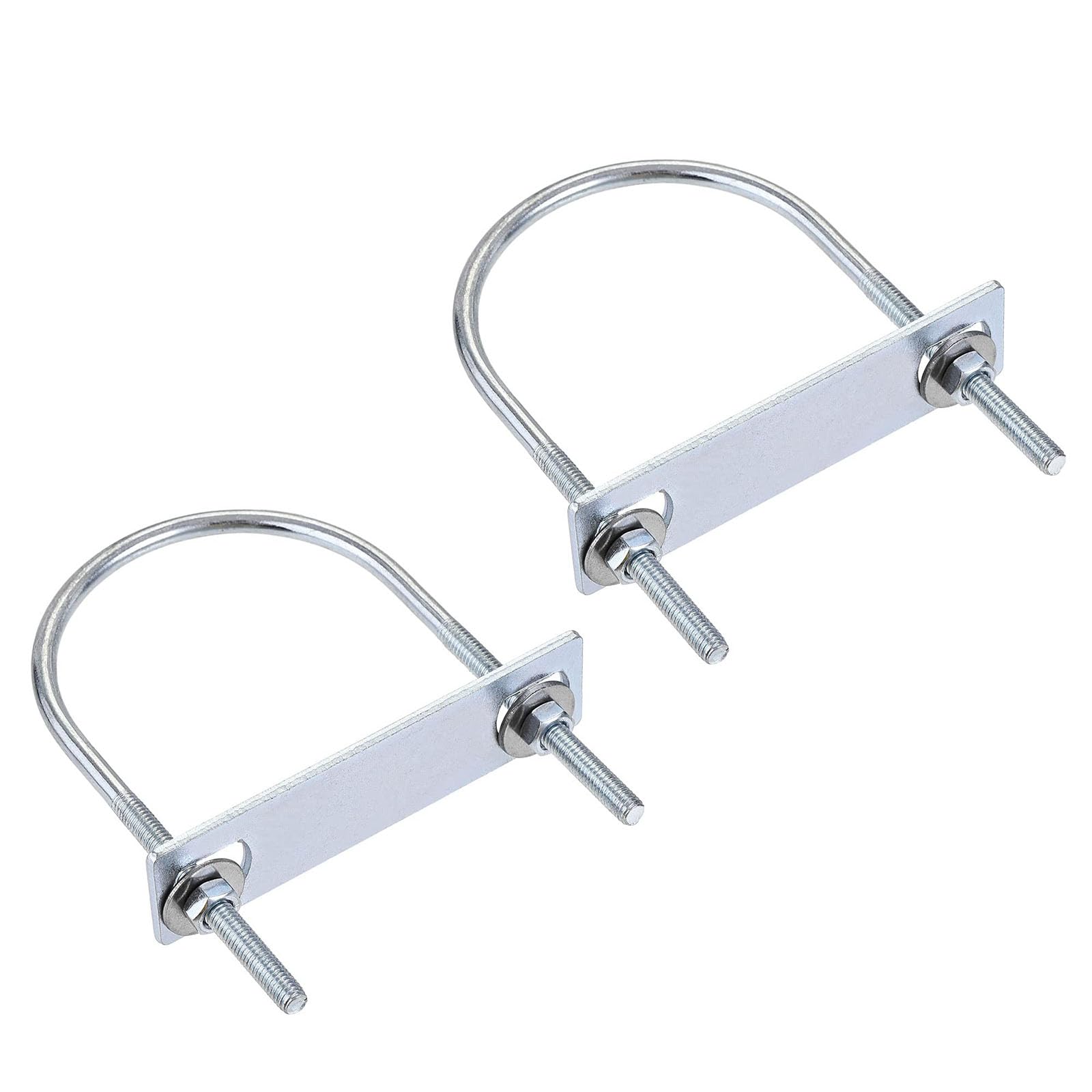 TA-VIGOR 2 sets M6 Round U-Bolts, 70mm Inner Width 120mm Length Steel U-Bolts with Nut, Plate