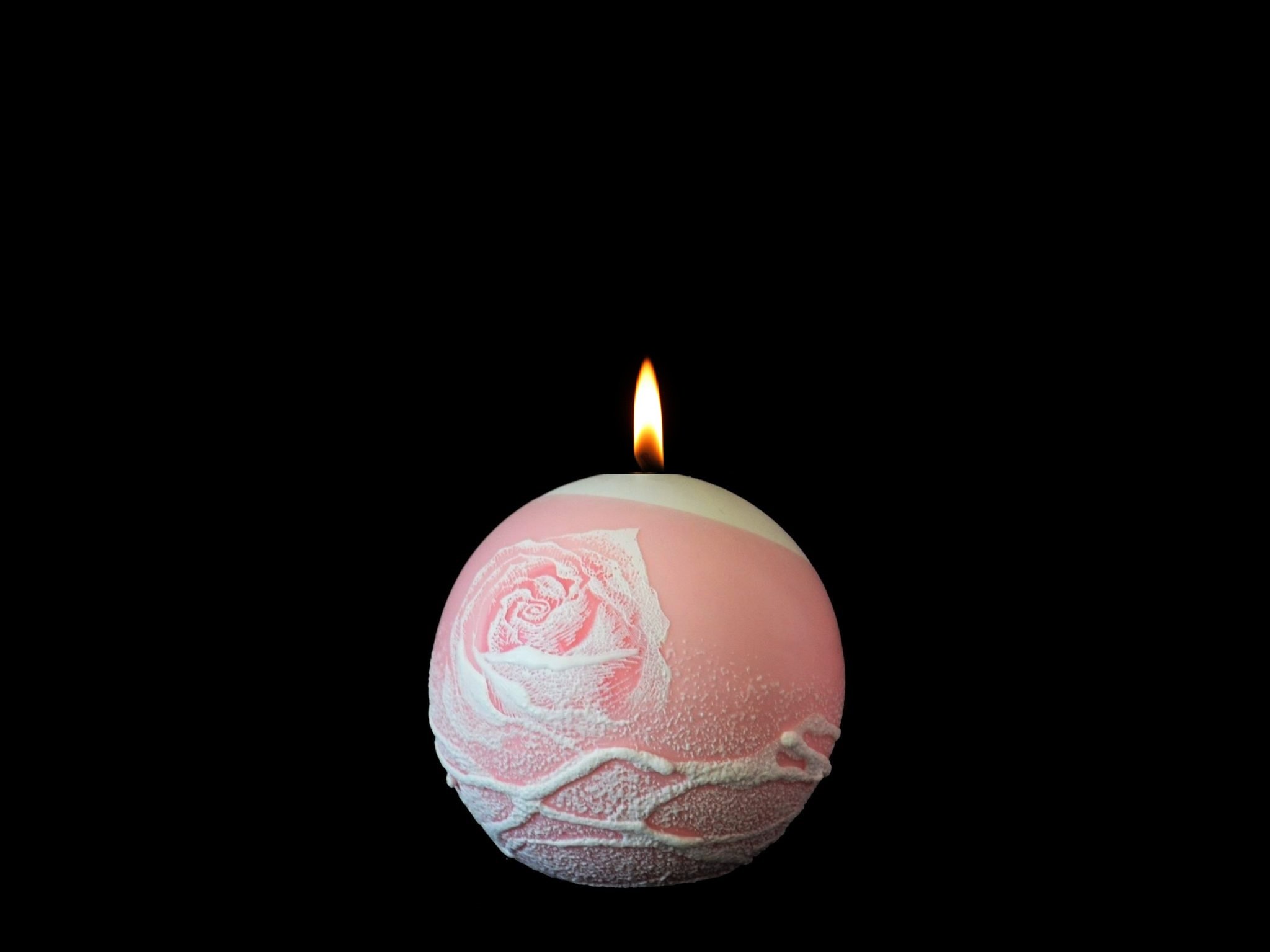Handmade Decorated Painted Candles"Rose" Candle Gift Pink White Rose Flower Holiday Mixed Set Votive Candle, Ball, Medium