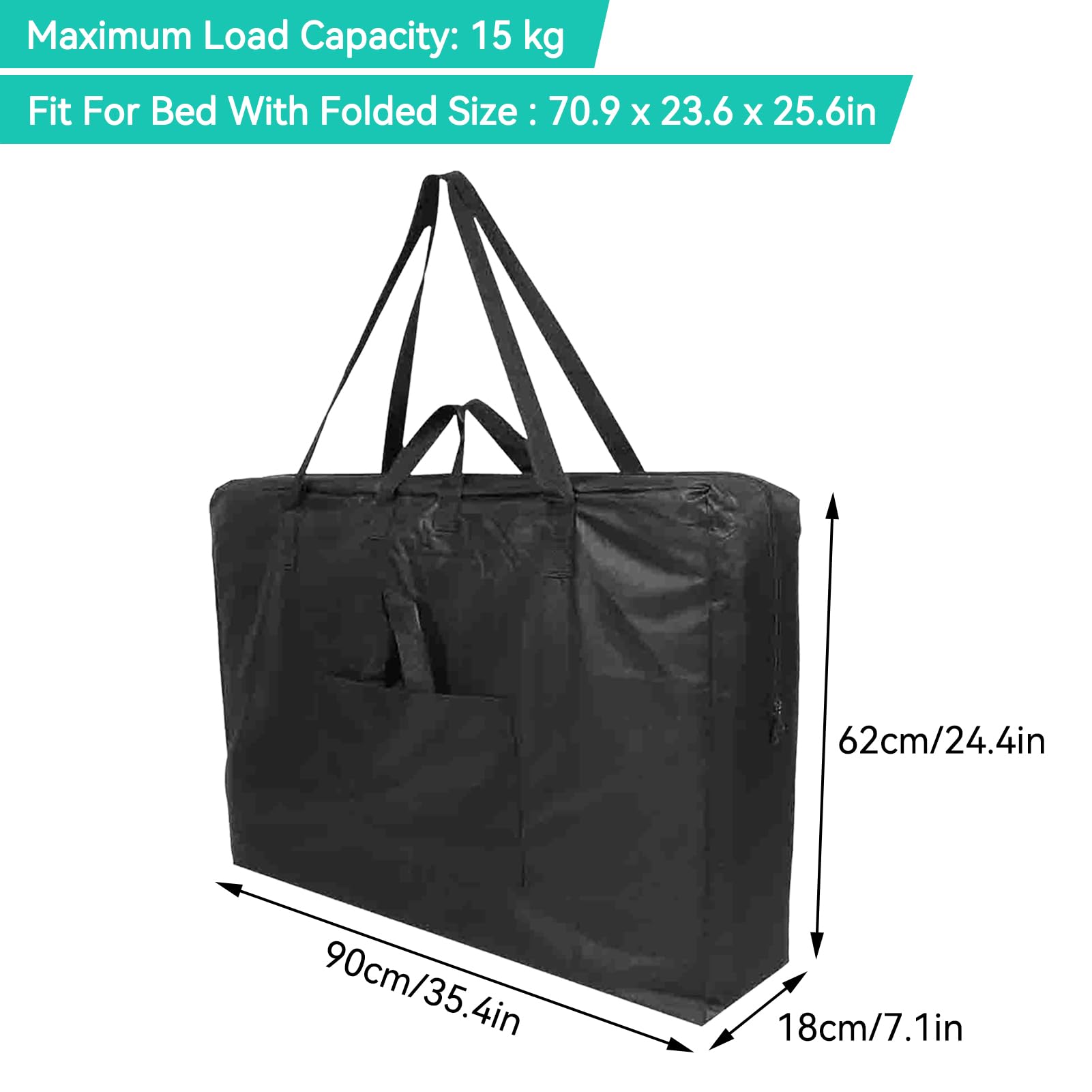 Estuche De Transporte para Camilla De Masaje, Bolsa De Transporte para Mesas De SPA Portátiles 90 X 62 X 18 Cm/35,4 X 24,4 X 7,1 Pulgadas Bolsa De Hombro para Cama De Masaje para Masajista(Negro)