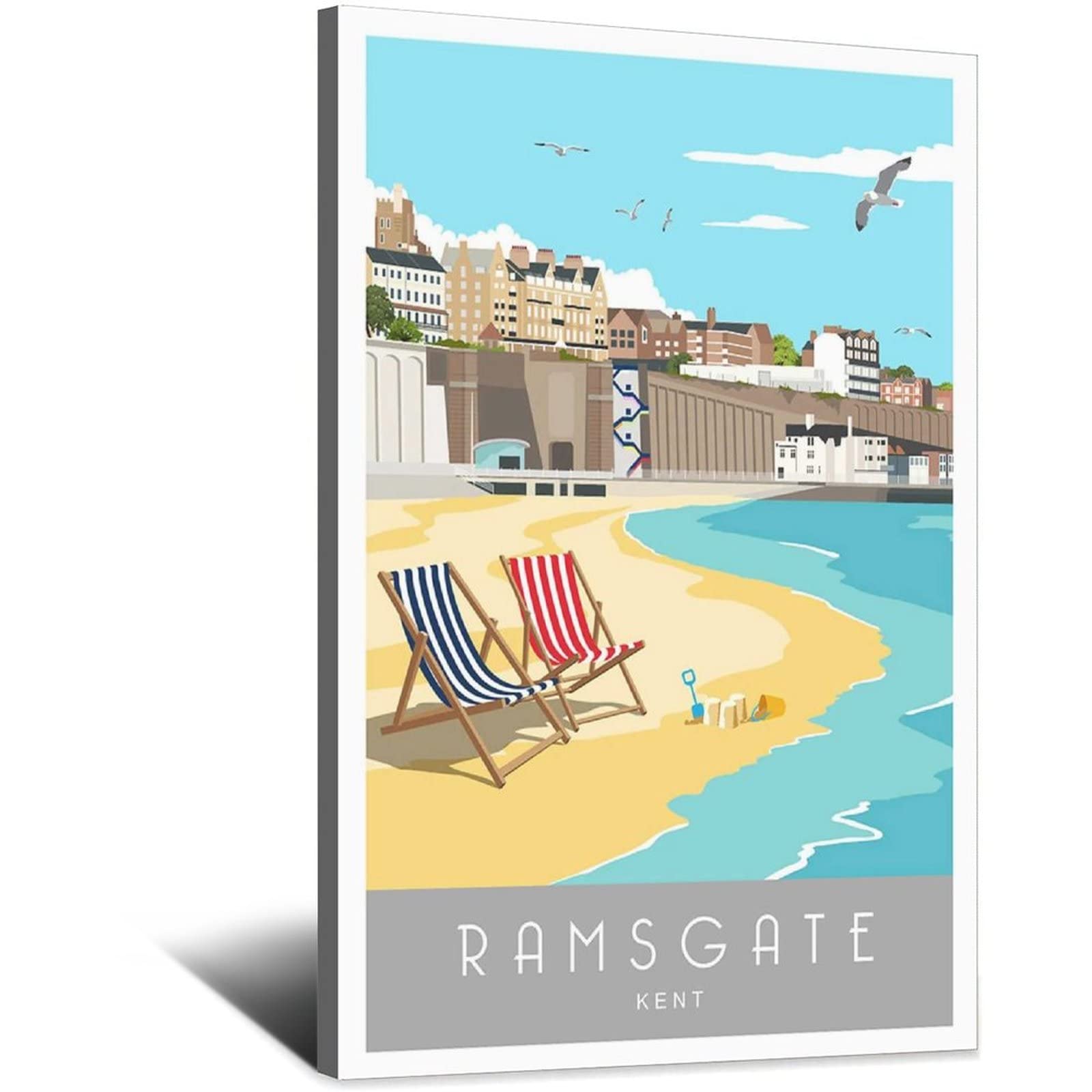 Uejd Frame-Style Vintage Ramsgate Beach Kent Travel Poster Decorative Posters Modern Bedroom Canvas Art Poster Picture Painting Posters Wall Decor Art Gift