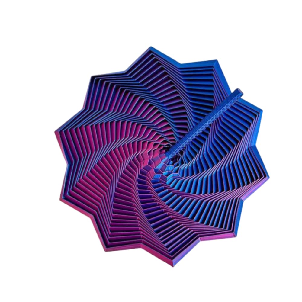 3D Printing Expanded Sensory Fidget Star Model, Visual Illusion Hexagon Whirling Spiral Whirling Spiral Board Game(11.5cm-Blue Purple)