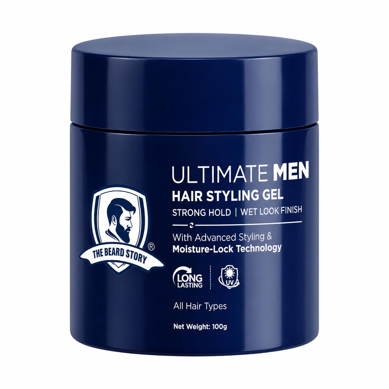The Beard Story Hair Styling Gel for Men | For Frizz-Free, UV Protection, Long Lasting Shine | Straight Wavy or Curly Hair | Non-Sticky Men Grooming | 100g (Strong Hold)-picture-15