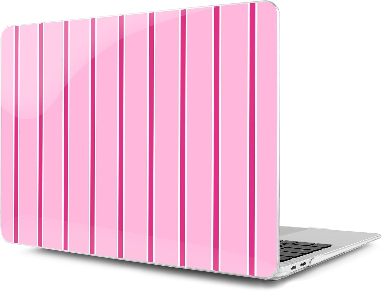 MEEgoodo for MacBook Air 13 inch Case 2021 2020 2019 2018 Released A2337 M1 A2179 A1932 with Touch ID, Plastic Shell Compatible with MacBook Air Case 13.3, Magenta&White Stripes