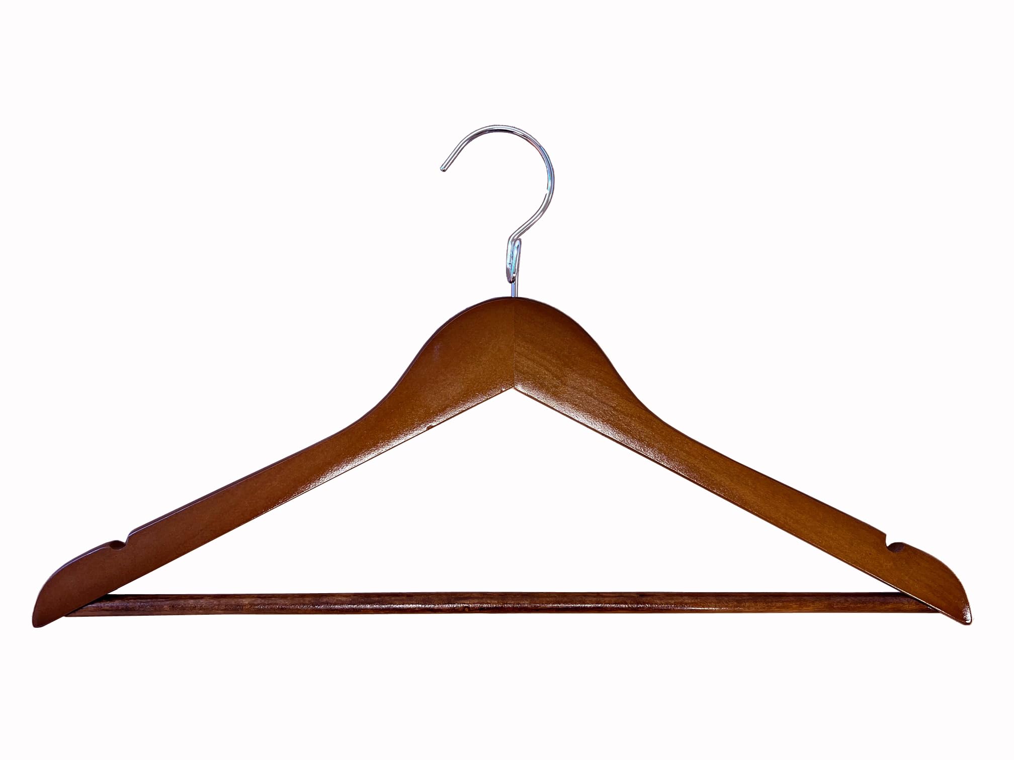 Proman ProductsLuxury Triad Kascade Wooden Hangers 50 Pack, Unique Triangle Ring Design, Space Saving Pants Clothes Hanger with Pants Bar and Shoulder Notches, Walnut