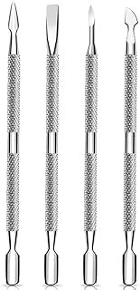 Cuticle Pusher and Cutter Set, Nail Pusher Peeler Scraper, Professional Grade Stainless Steel Cuticle Remover, Pedicure Manicure Tools for Fingernails Toenails. 4 Pcs