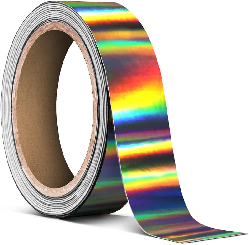Fita adesiva vinílica pinstripe VViViD Black Holographic Lazer Chrome para acabamento automotivo – 2,54 cm x 6,1 m