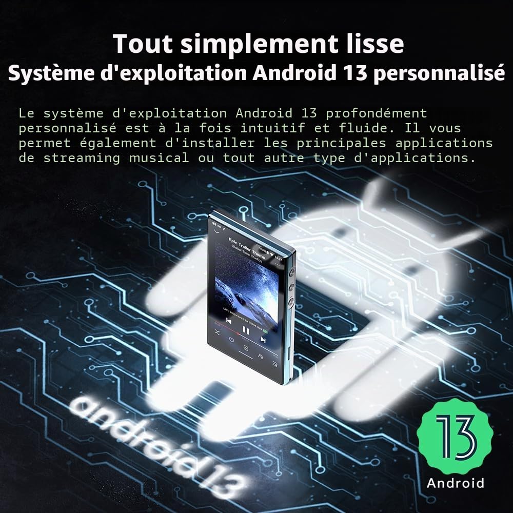 JadeAudio FiiO JM21 Lecteur de Musique MP3 Haute résolution Android 13 avec Snapdragon 680, Bluetooth, WiFi, USB, DAC, 12,5 Heures de Lecture (Bleu Ciel)