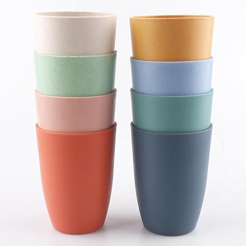 Miniatura 2 de Deitybless Copas de paja de trigo, 8 vasos de plástico, vajilla para niños de 12 onzas, irrompibles aptos para microondas y lavavajillas, vasos