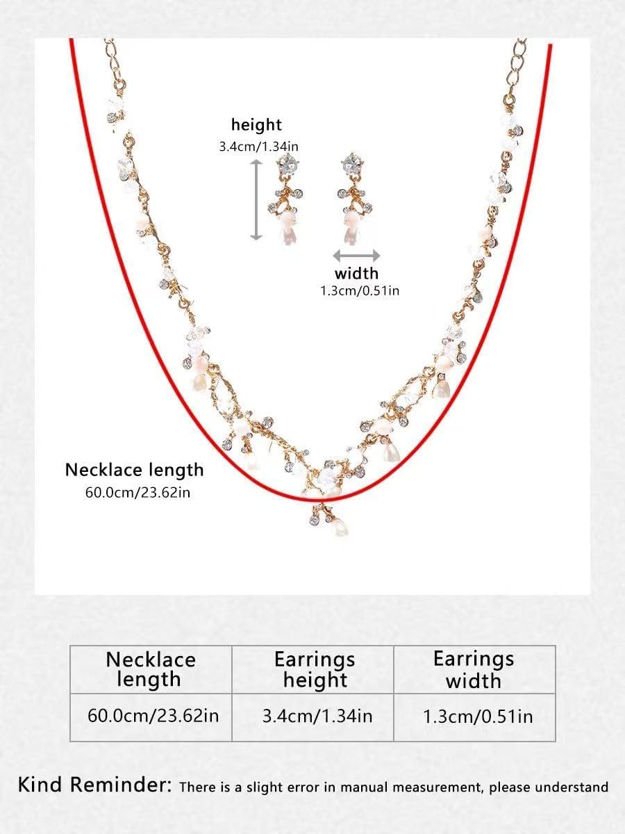 Luxury Crystal Beads Pearl Butterfly Costume Jewelry Sets Floral Rhinestone Choker Necklace Earrings Tiara Wedding Jewelry Set (3Pcs Jewelry Set)
