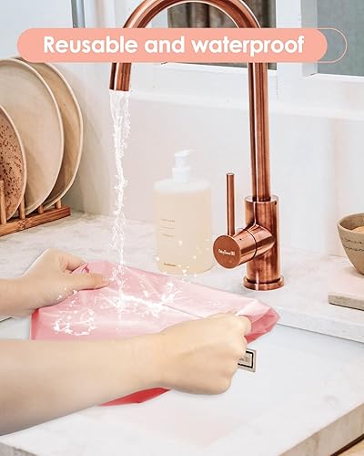 Miniatura 6 de Aquior Gorro de ducha reutilizable para mujer, gorra de pelo impermeable, tamaño grande para todas las longitudes de cabello, para niñas, spa