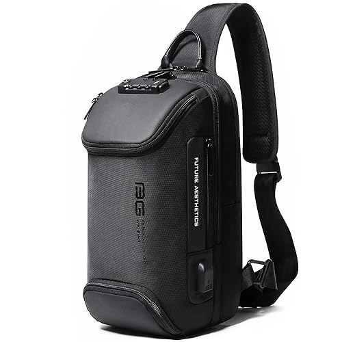 BANGE Anti theft Sling Backpack with Lock, Men's Sling Bag