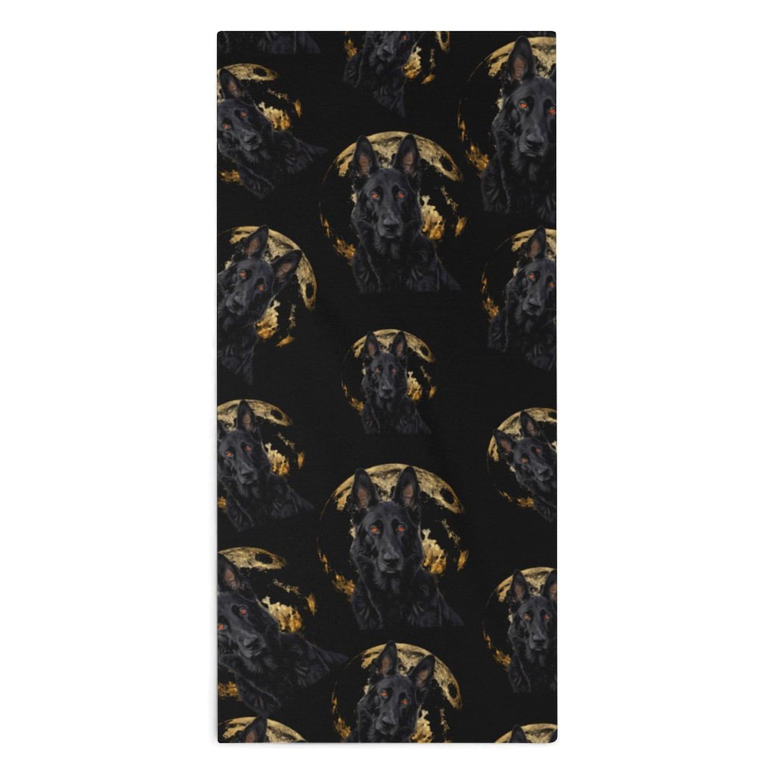 TXFBTRFSA Black German Shepherd Moon Hand Towels for Adult Face Towel Bath Beach Swim Accessories