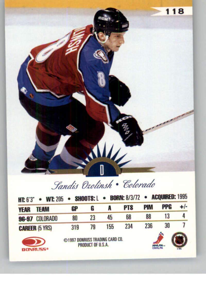 AVALANCHE DVD ブックレット　ポストカード付き Amazon.com: 1997-98 Leaf International Hockey #118 Sandis Ozolinsh