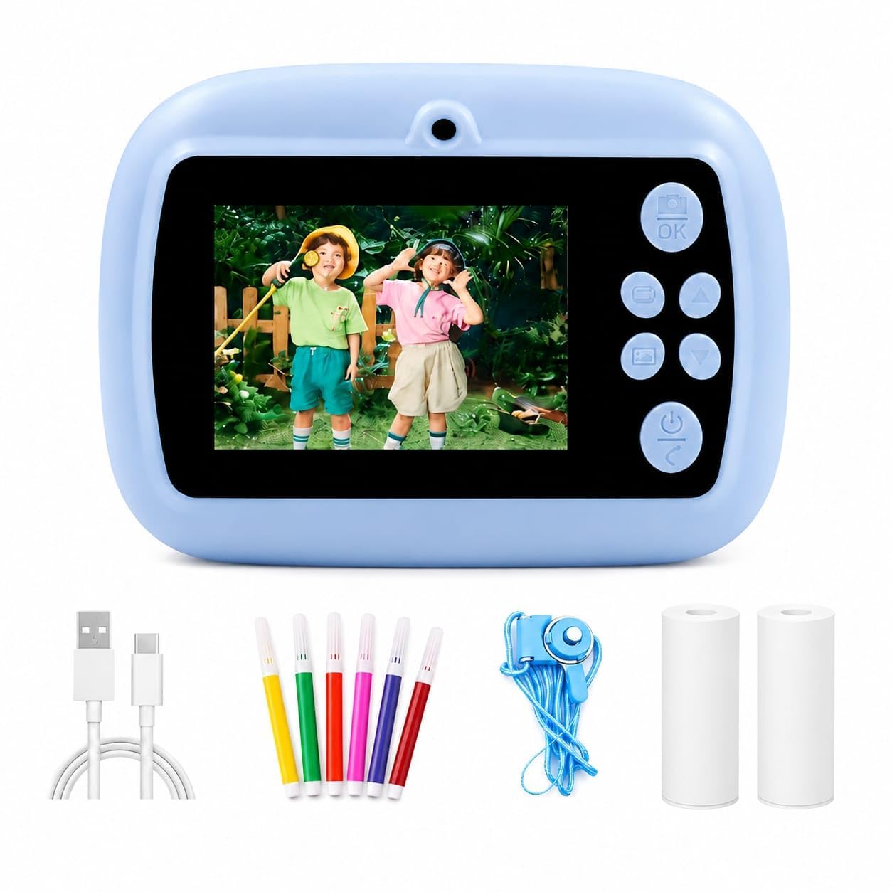 Kids Instant Print Camera for Children | Digital Camera with Thermal Printing | Includes Color Pens, Print Paper Rolls & Neck Strap | Photo Video Camera Toy for Boys and Girls | Blue (Pack of 6)-image-10