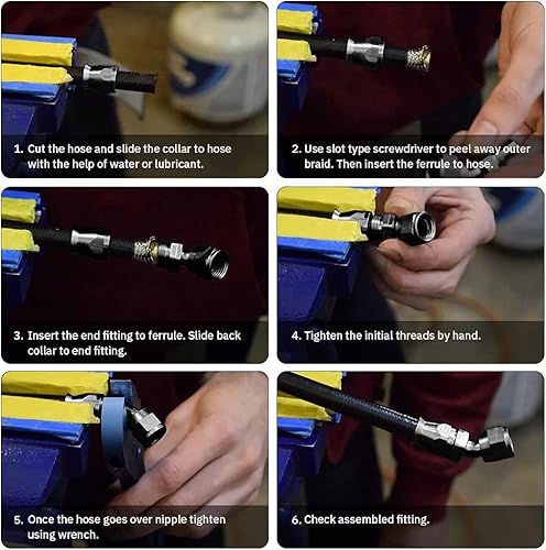 Miniatura 7 de PTNHZ 2 unids 8AN 45 grados PTFE E85 manguera extremo solo para PTFE nylon acero inoxidable trenzado aceite línea combustible adaptador de manguera