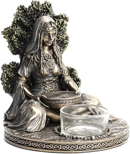 Miniatura 2 de Veronese Design 4 7/8 pulgadas de alto diosa celta Danu candelita portavelas escultura de resina bronceada fundida en frío Wiccan decoración del