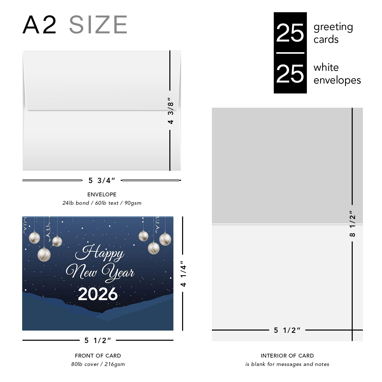 2022 Happy New Year – Blue Holiday Greetings Fold Over Cards