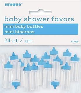 Mini Baby Blue Plastic Bottle Favors - 1'', 24 Count - Ideal for Girl Baby Showers, Baptisms & Gender Reveals