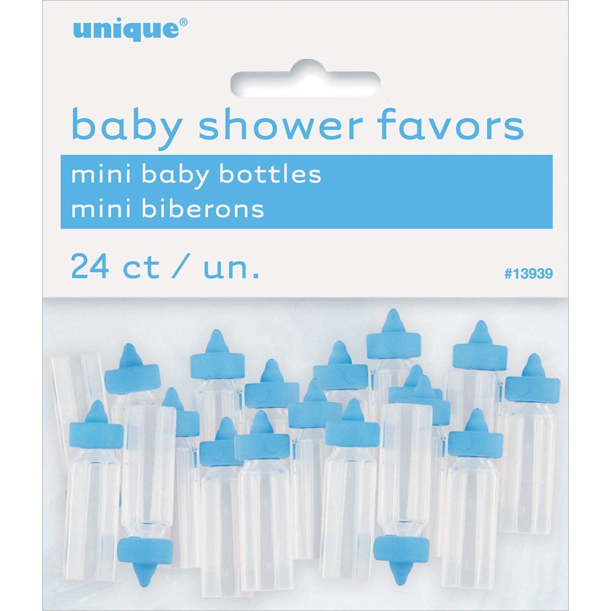 Mini Baby Blue Plastic Bottle Favors - 1'', 24 Count - Ideal for Girl Baby Showers, Baptisms & Gender Reveals