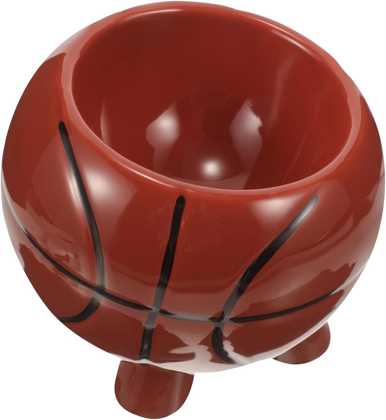 BESTonZON Ceramic Dog Bowl and Cat Food Feeder Basketball Design Raised Pet Bowl for Puppies and Cats Sturdy Feeding Dish for Water and Food
