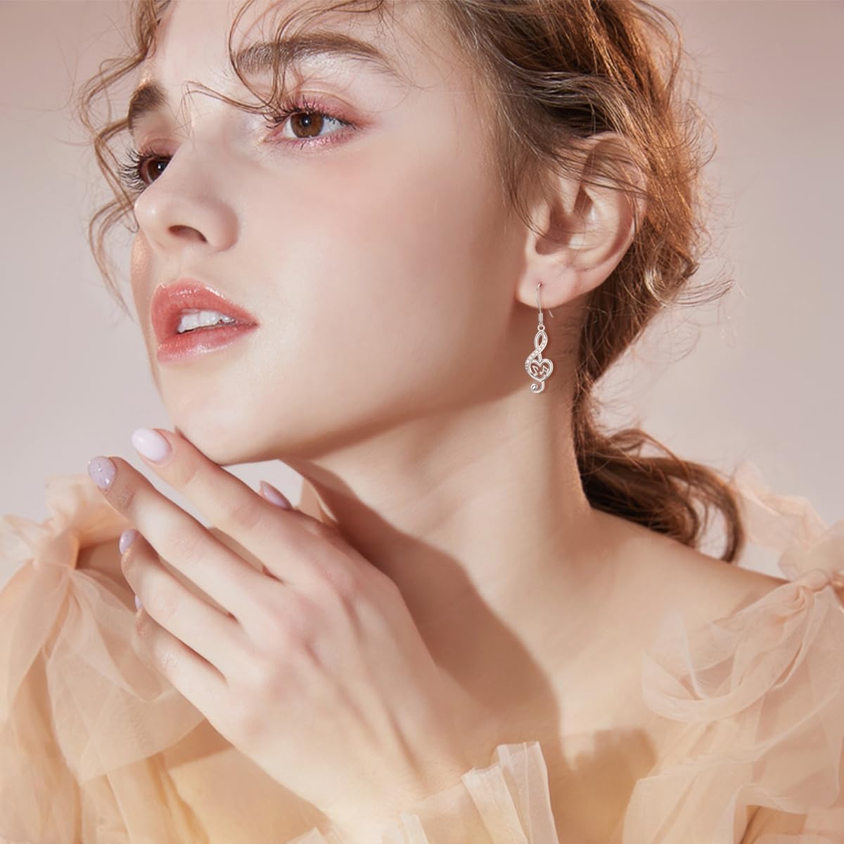 VONALA Musical Note/Guitar Pick Earrings Sterling for Women 925 Sterling Silver Treble Clef Dangle Drop Earrings for Music Lover - Image 2