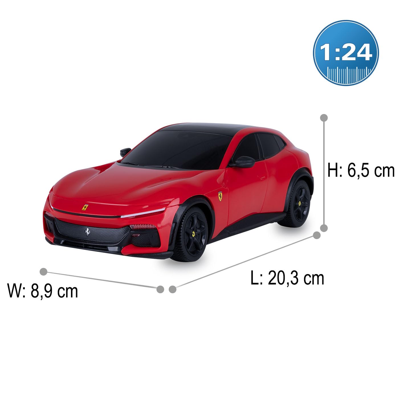 JAMARA Ferrari Purosangue 402255 1:24 2,4 GHz, auto radiocomandata per bambini, auto giocattolo con telecomando, modello auto, regalo per bambini, verniciatura fedele