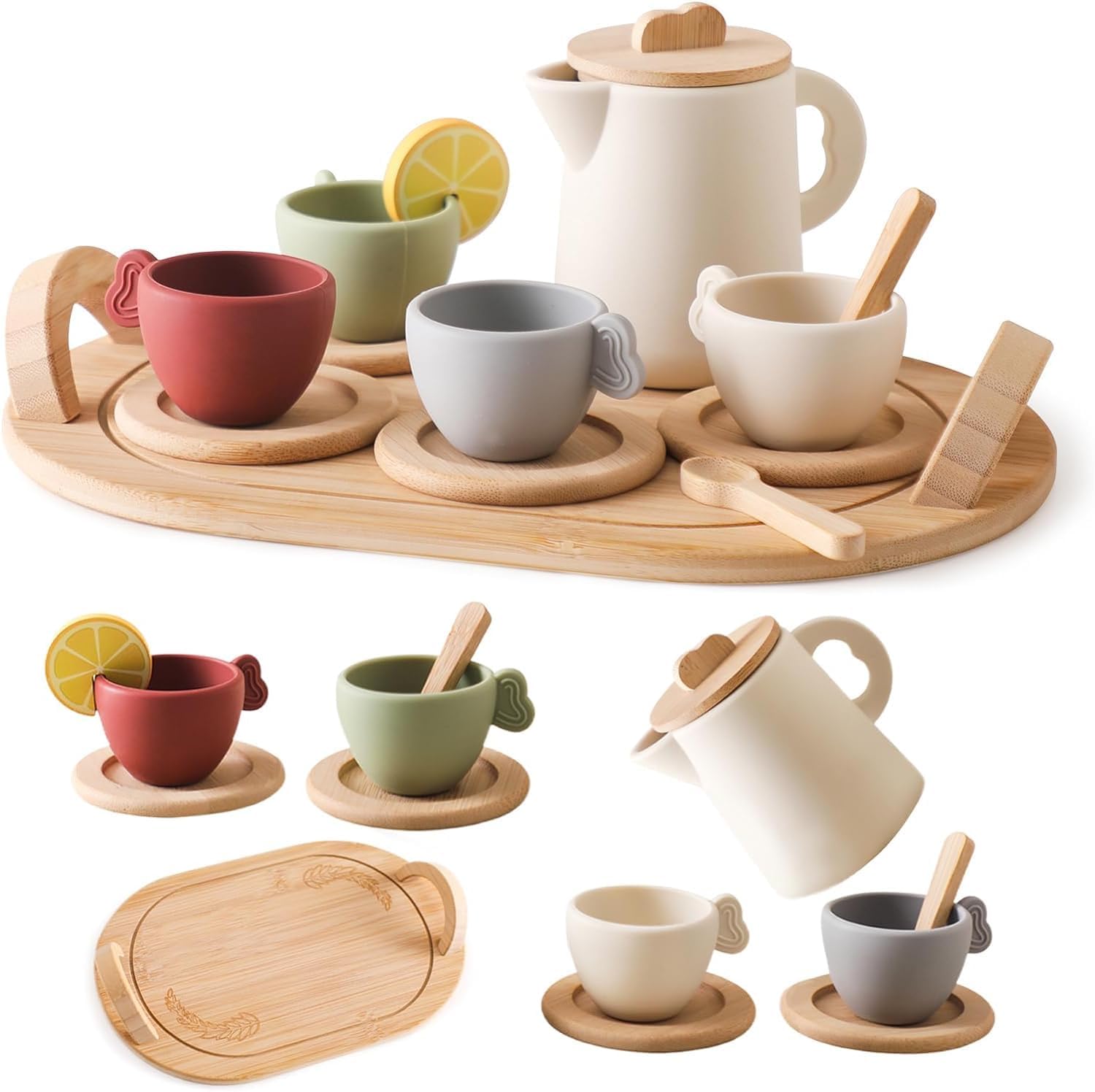ANVIE & ABEER® Tea Party Set for Kids, Tea Set ( Wooden + Silicon, Kids Play Kitchen Accessories Toy Tea Set for Toddler, Pretend Play Toddler Tea Set (B0CTFTTVHK) Amazon Price History, Amazon Price Tracker