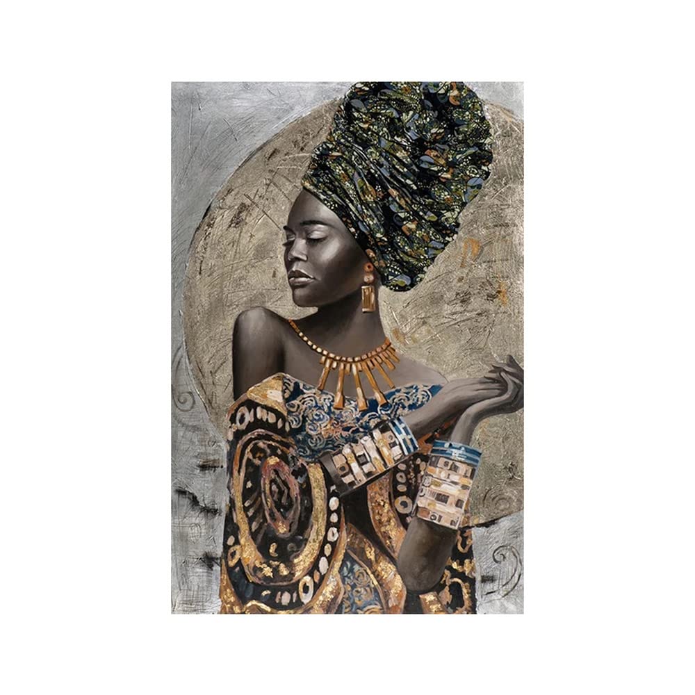 Peinture sur Toile Femme Noire Africaine Abstraite 40x60cm pour Décoration Salon