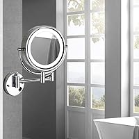 Vista 5 de Espejo de maquillaje Cavoli, para baño con luz LED, soporte de pared, Cromado