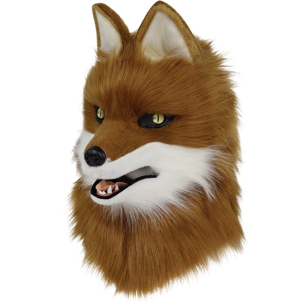 Sofezdo Animal Mask Plush Dog Full Head Therian Masks Fluffy Anime Cosplay Mask for Halloween Masquerade Props