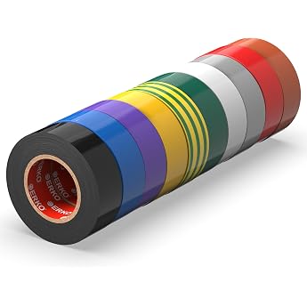 ERKO insulating tape Multicolor 10 pack 15mm x 10m PVC electrical cables repair, highly flexible with strong adhesive force, Ch