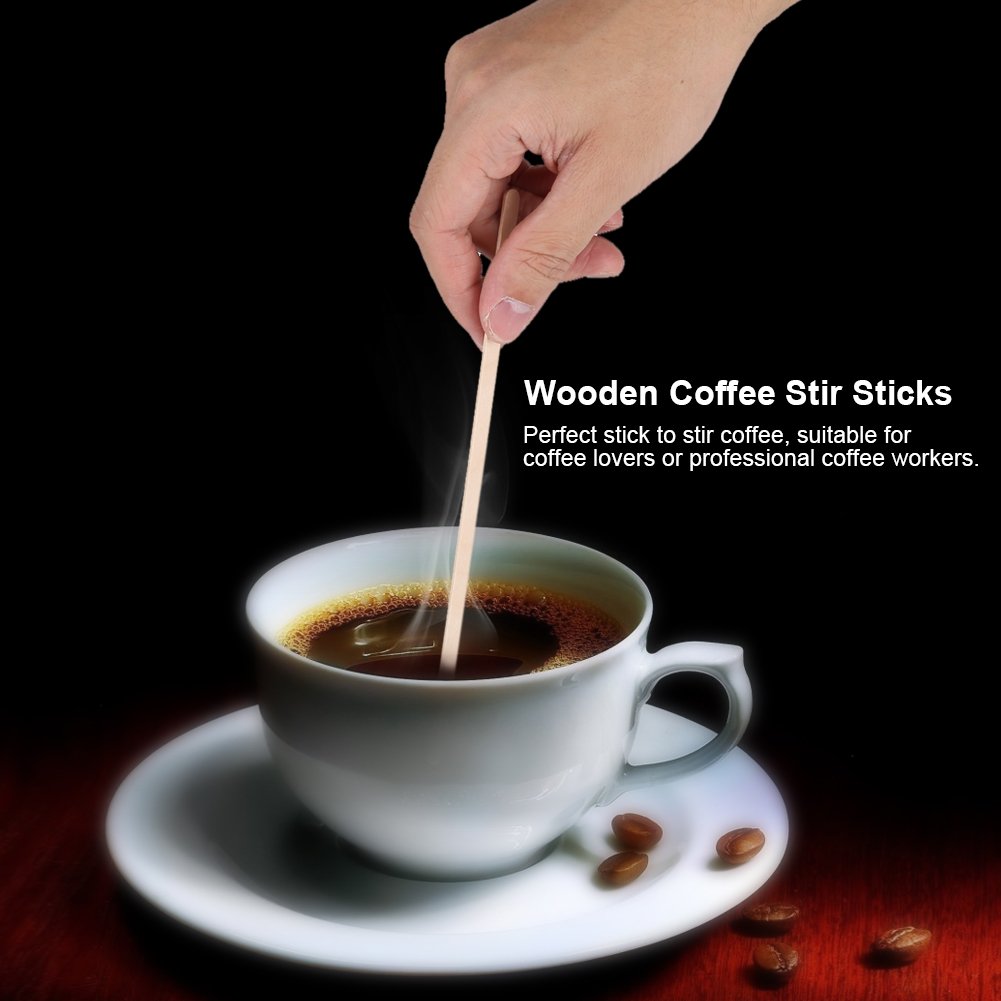 QANYEGN 500Pcs Wooden Coffee Stirrers, Individually Wrapped Wood Stir Sticks, Beverage Mixer with Smooth Ends