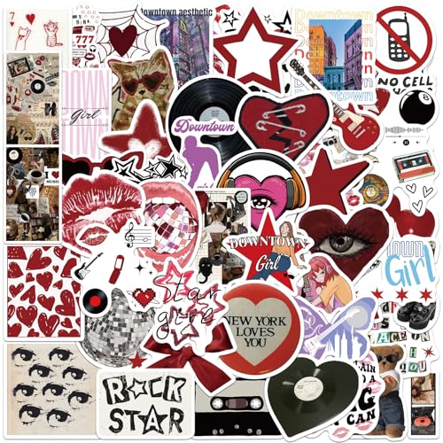 Lot de 100 autocollants esthétiques rétro Y2K, décalcomanies imperméables et amusantes pour ordinateur portable, scrapbooking, bouteille d'eau, bagages,...