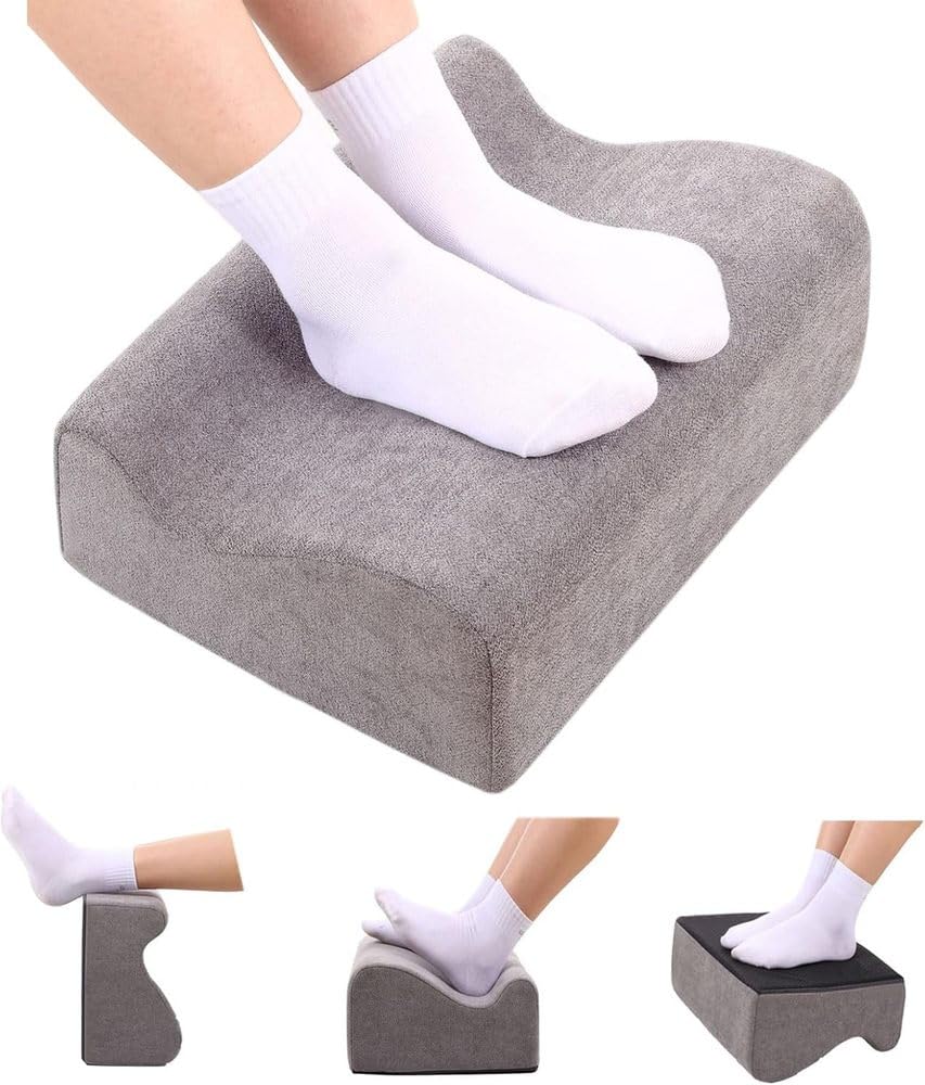 Reposapiés para escritorio ergonómico, reposapiés para oficina con núcleo de espuma premium y tapa extraíble, reposapiés antideslizante para debajo del escritorio, espalda, dolor de cadera