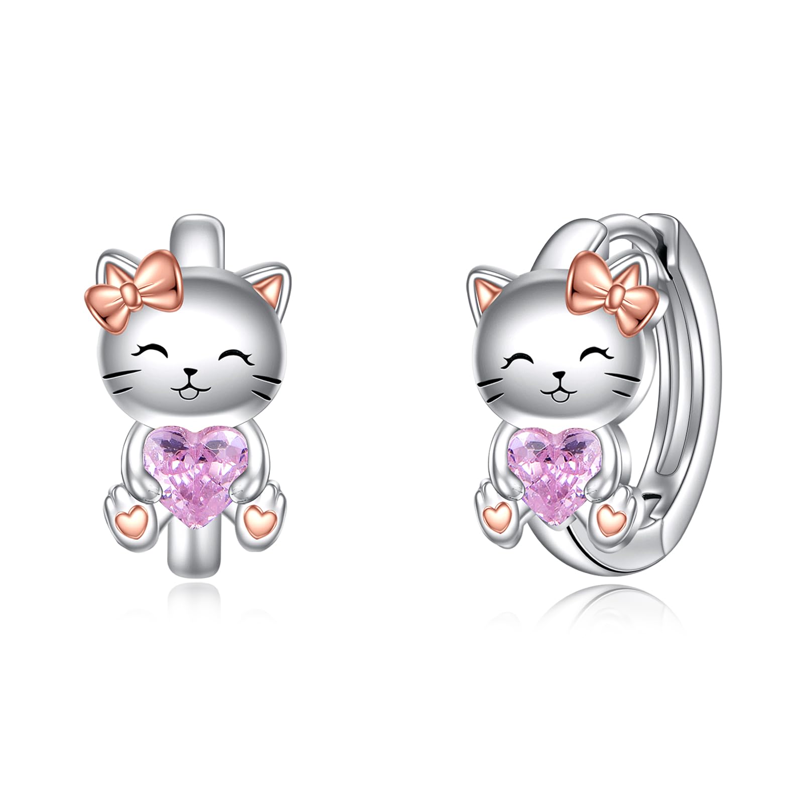 VONALA Einhorn/Faultier/Katze/Schwein/Kuh/Frosch/Hase/Koala Creolen Ohrringe, 925 Sterling Silber Tier Schmuck mit Rosa Zirkonia für Damen Mädchen Kinder