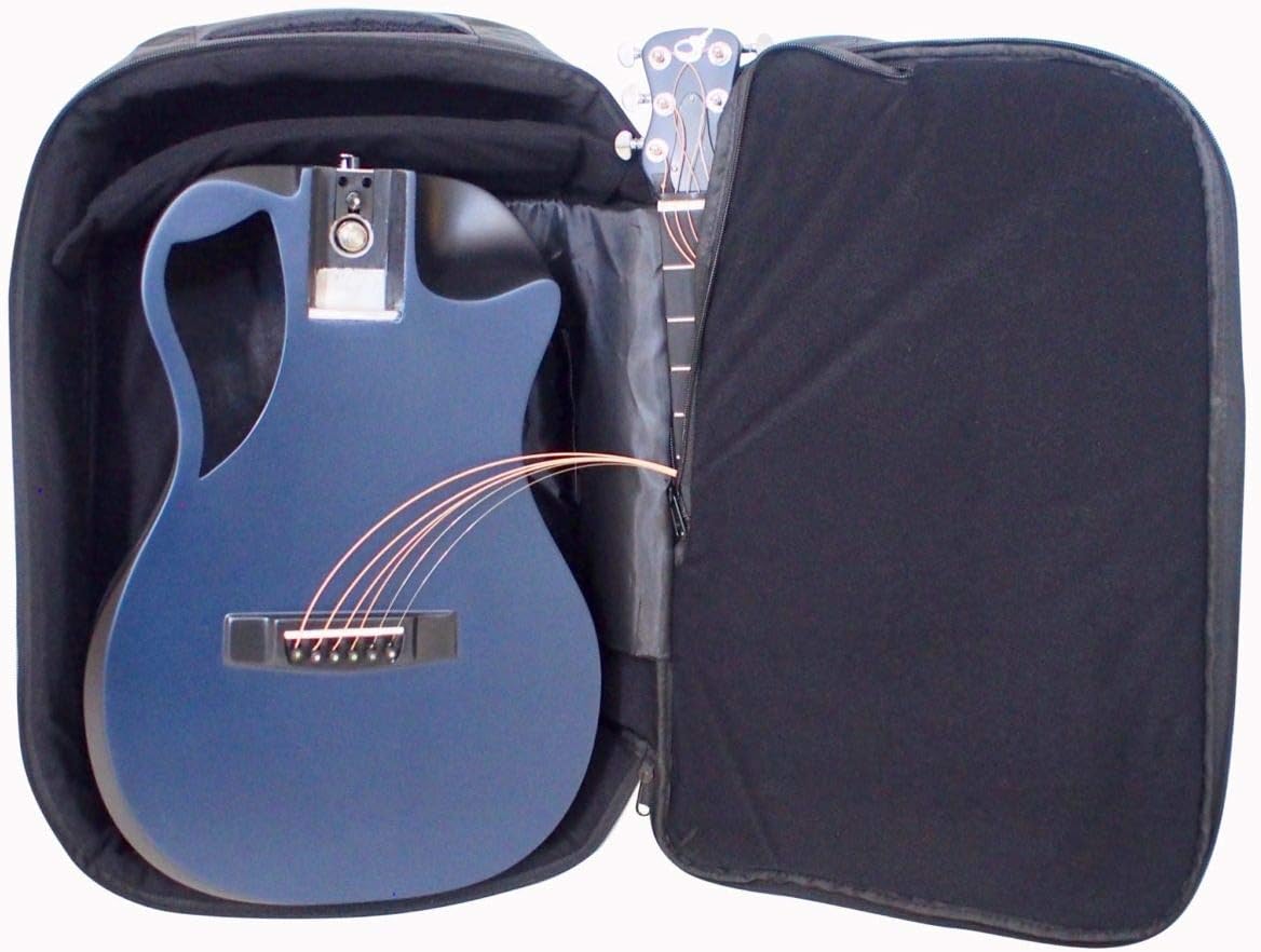 Journey Instruments Carbon Fiber Travel Guitar – OF660B1M Traveling Acoustic Guitar with Collapsible Patented System – Portable Backpack Case (Navy Blue Matte)
