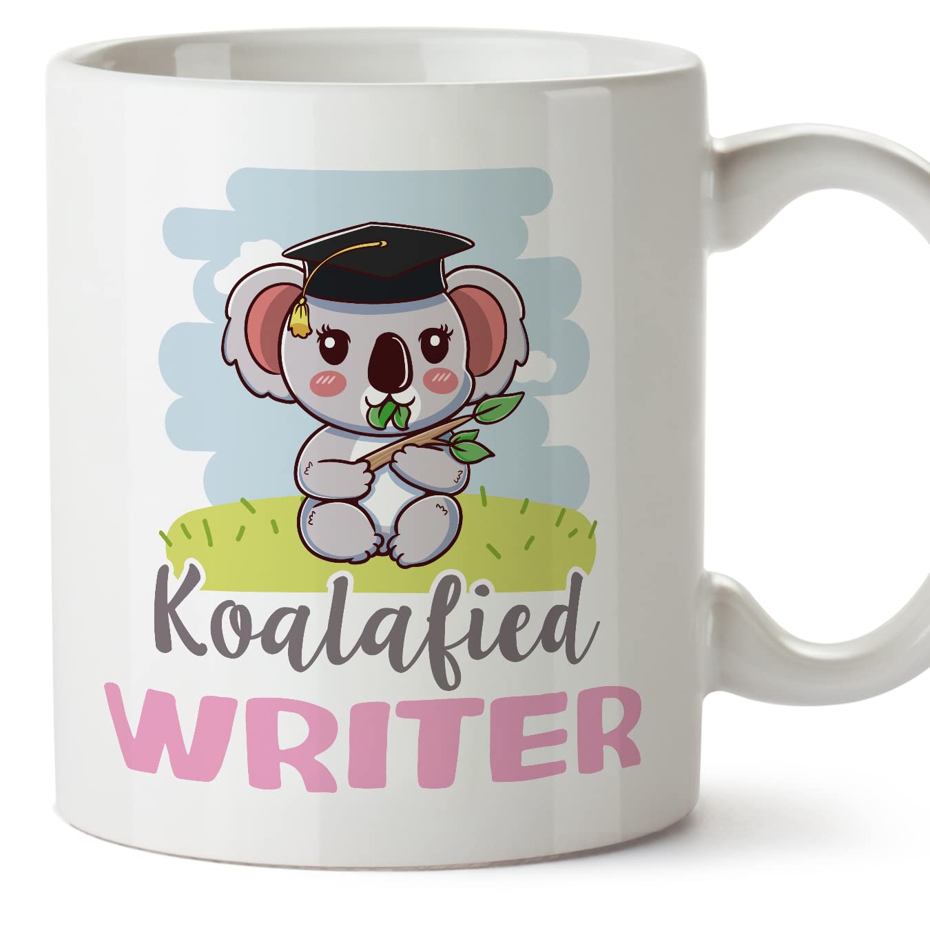 MUGFFINS Writer Woman Mug - in English - Koalafied - Funny Gift for Colleagues - Ceramic 11oz Mug