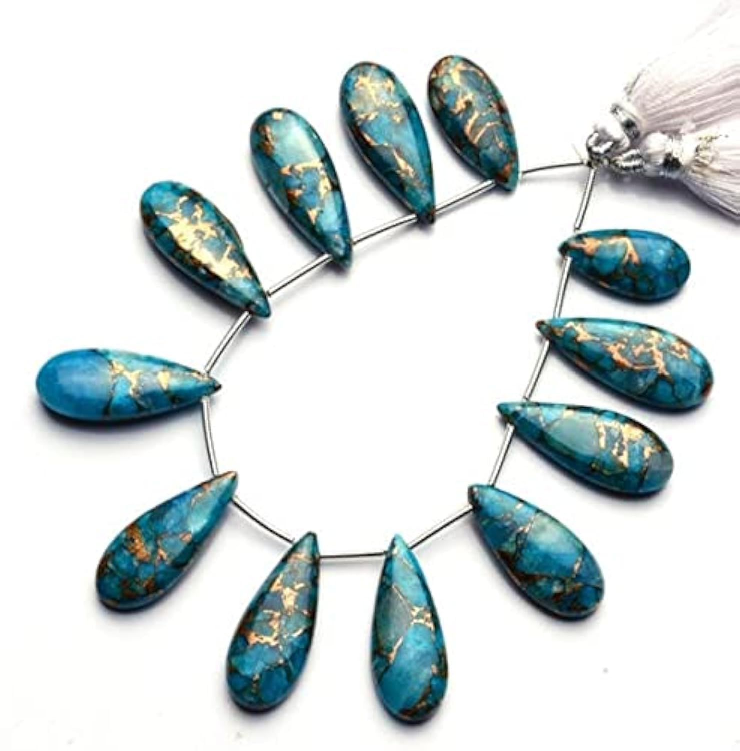 Perles turquoise Mojave bleue naturelle briolette pour éviter les bijoux ternes