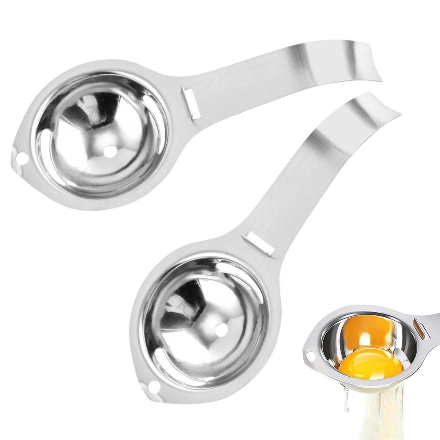 Separador de huevos de acero inoxidable con mango alargado, separador de yemas y proteínas para una separación precisa, prácticos accesorios de cocina y horneado para cocinar y hornear