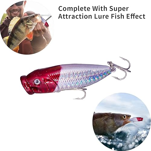 Miniatura 5 de Kit de señuelos de pesca de agua dulce, aparejos de pesca. Caja de aparejos que incluye cebos tipo crankbait, señuelos de superficie, jigs, cucharas