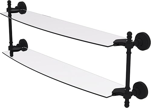 Miniatura 70 de Allied Brass RW-34/18 Retro Wave Collection - Estante de cristal de dos niveles de 18 pulgadas, gris mate Gris mate,Otoño Sparkle,Rojo (Fire Engine