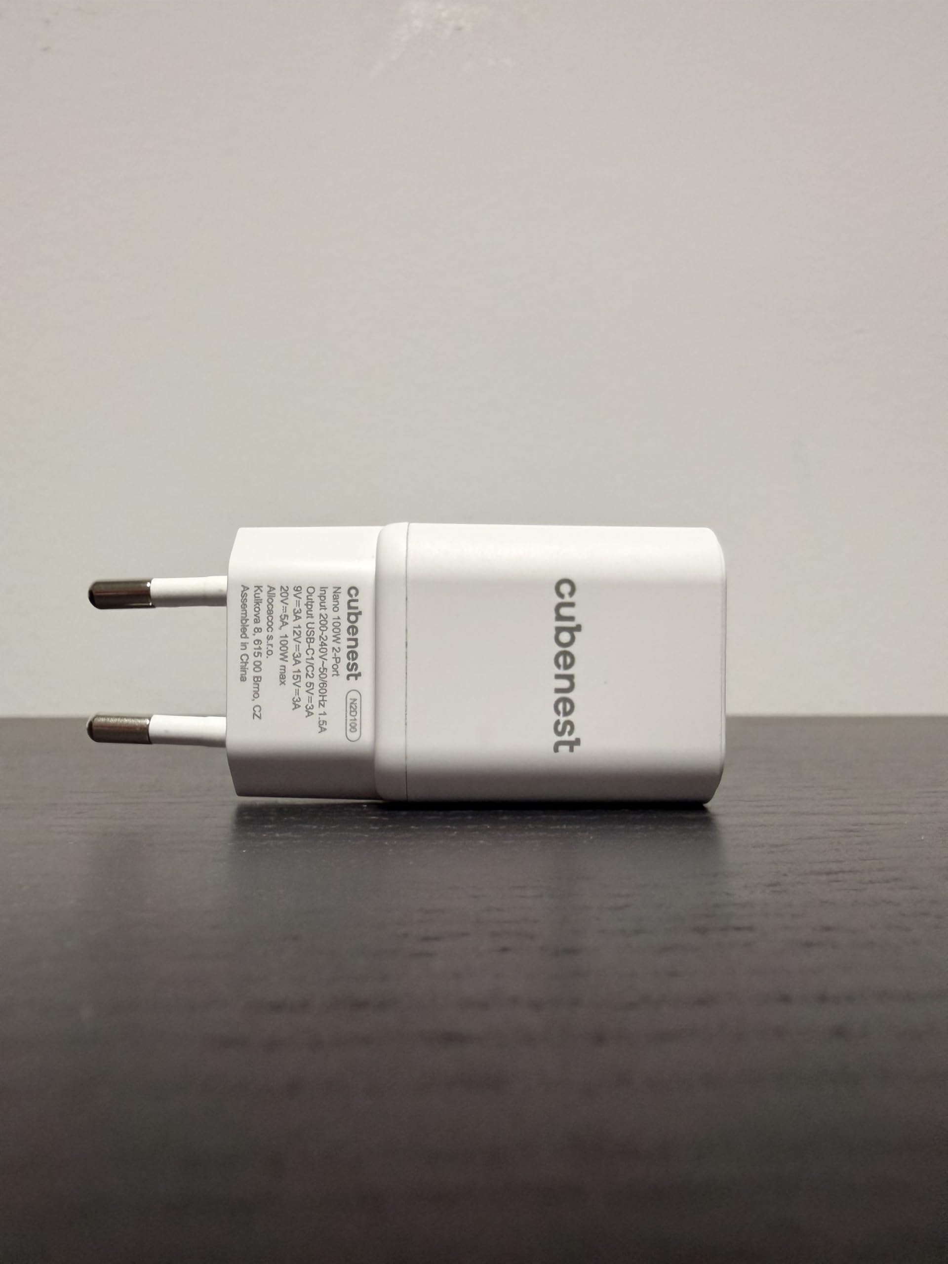 Cubenest N2D100 PD GaN Nano USB-C - Fuente de alimentación (100 W, 2 puertos USB-C, enchufe europeo), color blanco