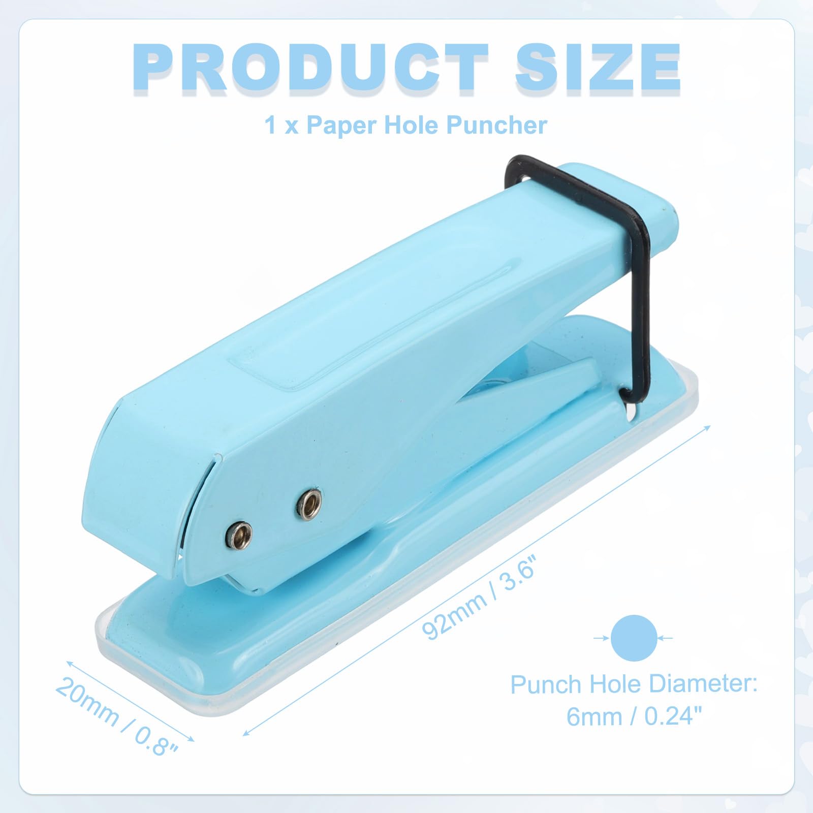 PATIKIL 1/4" Single Hole Punch, Handheld Heavy Duty Hole Puncher Press Metal Paper Puncher for Tag DIY Craft Scrapbook Ticket Blue - Image 2