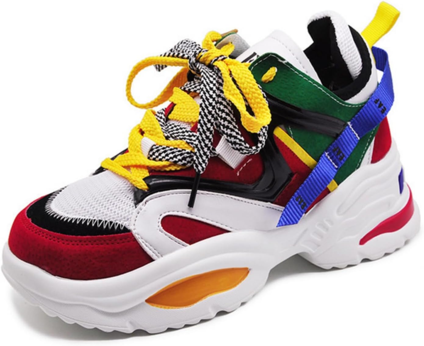 Men's Retro Color Block Chunky Fashion Sneakers, Breathable Lightweight Athletic Running Shoes, Non-Slip Comfortable Casual Walking Shoes for Daily Streetwear
